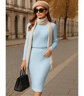 Comprar Conjunto Tricot Feminino Para Trabalho Ou Passeio Chic Azul Claro - ZARA